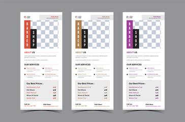 Barbershop roll-up banner template or dl flyer template beauty salon rack card design