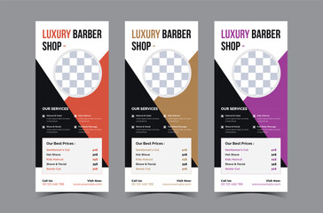Barbershop roll-up banner template or dl flyer template beauty salon rack card design