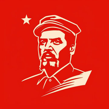 Portrait of military communist revolutionary. Socialist revolution..