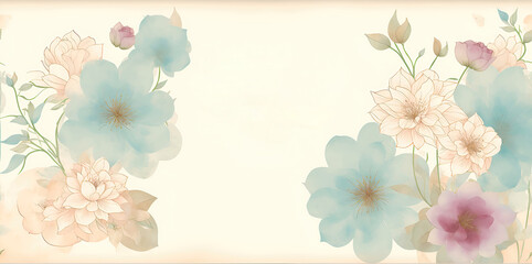 Greeting card with flowers on a light background, vintage style.