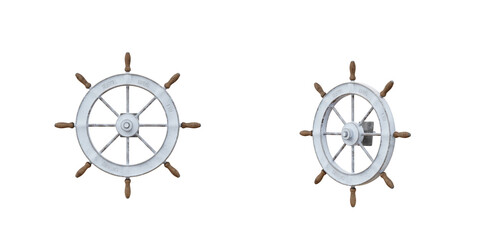 Isolated cutout 3d render of ship streering wheel © AK082
