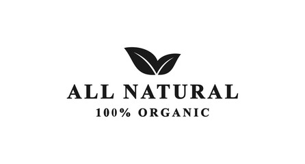 All natural label or All natural logo vector isolated in flat style. Best All natural label for product packaging design element. All natural logo for packaging design element.