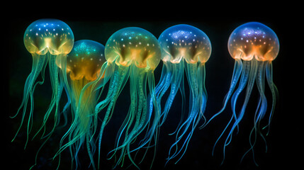 Bioluminescent squid in the deep waters, Marine organisms, Life of the sea, Underwater world, Aquatic organisms, Sea breeze, Ecosystem, Ocean, Tide, sea, mystery of life, sea creatures, animals,