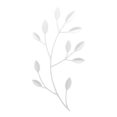 Tree branch wood botanical plant leaves white floristic composition decor 3d icon realistic vector