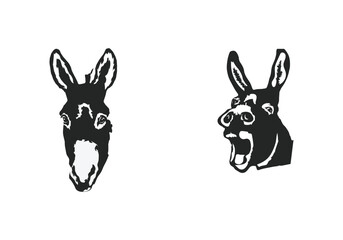 elegant black profile donkey, horse head icon, logo symbol design illustration