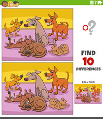 differences activity with cartoon dogs characters group
