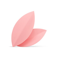 Pink leaves elegant blossom botanical natural floristic decor element 3d icon realistic vector