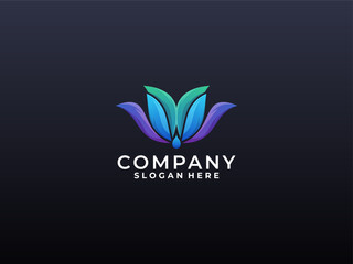 creative colorful lotus logo, gradient logo