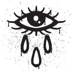 Graffiti spray paint eye with tear isolated vector