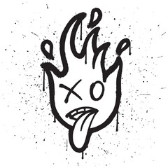 Graffiti spray paint mocking fire character emoticon isolated vector © Myuser artwork