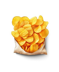 Potato chips in a pack on a colored background. Generative AI