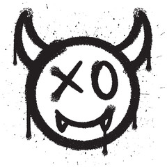Graffiti spray paint devil smile emoticon isolated vector