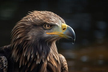 Fototapeta premium Image of a sea eagle head or fish eagle head. Wildlife Animals. Birds. Illustration, generative AI.