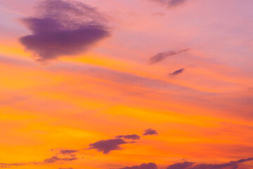 Beautiful and dramatic sunset sky in a shiny day.