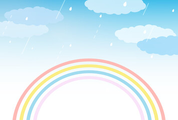 雨上がりの虹の背景イラスト