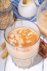 

Agua de cebada, spanish, mexican barley orzo fresca, Barley Horchata de Cebada,  cold summer cocktail with barley water, considered milk and spices