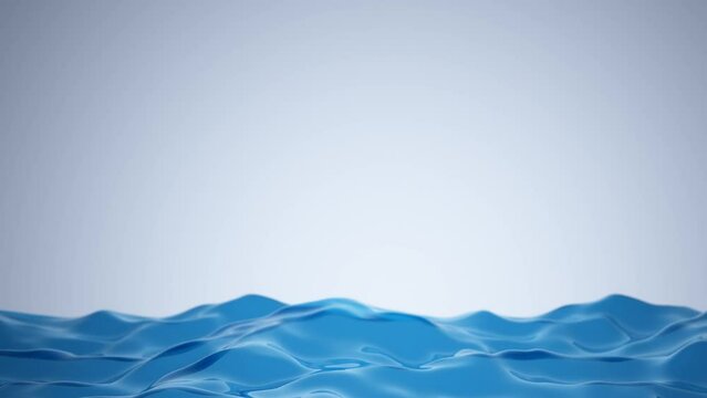 Water Surface Waving Close-up, Pure Blue Water Flowing in Slow Motion Looped 3d Animation.