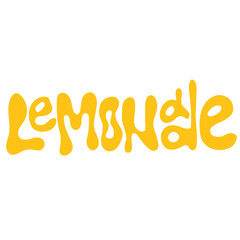 Lemonade handwritten text isolated on white background.Hand lettering for poster, postcard, label, sticker, logo, sign.Summer fresh drink