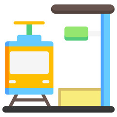 train station, subway, public transportation, vector icons for web design, app, banner, flyer and digital marketing.