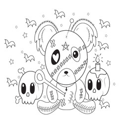 halloween ghost cartoon.Pastel goth Coloring Page for adult
