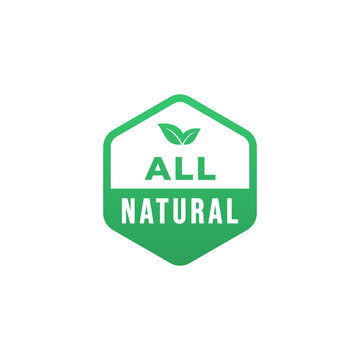 All natural label or All natural sign vector isolated in flat style. Best All natural label for product packaging design element. All natural sign for packaging design element.