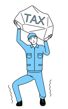 man struggles under tax burden clip art preview