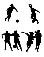 Girls' soccer player silhouettes