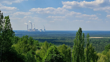 Panoramic view of the Belchatow power plant from Kamiensk hill