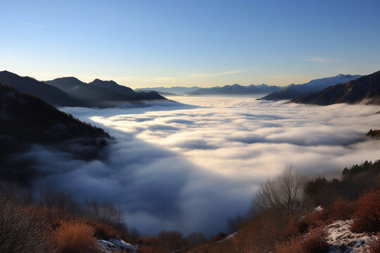 Cloud inversion in the mountain peaks generative AI