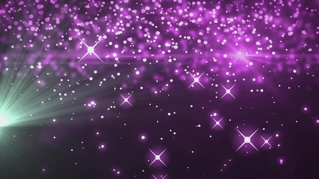 Animation of light spots and pink stars on black background