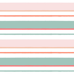 Obraz premium Hand drawn vector seamless stripe pattern. Pink, orange and green girly stripes background, pastel brush strokes, cute baby paintbrush line backdrop