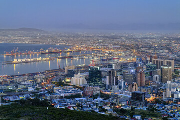 Sunset over Cape Town city, South Africa