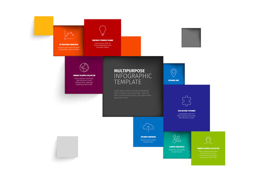 Multipurpose diagonal colorful mosaic infographic made from squares