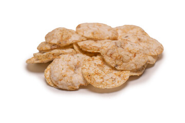 Rice chips isolated on white background.