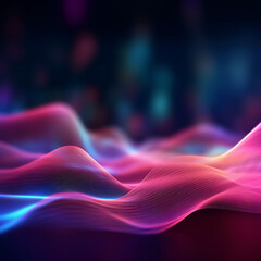 Obraz premium abstract futuristic background with purple and blue glowing neon moving high speed wave lines and bokeh lights data transfer concept 