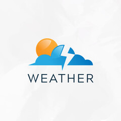 Weather cloud, sun, rain and lightning logo design symbol icon template