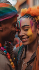 Obraz premium Embracing Love: LGBTQ+ Couple - Love is Love, LGBTQ+ couple, Love, Connection, Authenticity, Gay, Tender moments, Affection, Inclusivity, Relationship, Diversity, Acceptance, Support, Pride