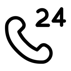 24 hours call center outline icon