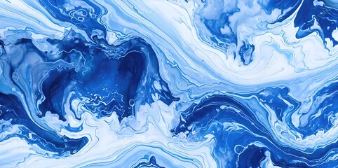 Abstract background, liquid texture, white and blue color.