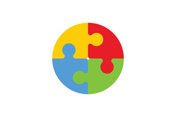 puzzle circle logo design, autism logo design vector icon template