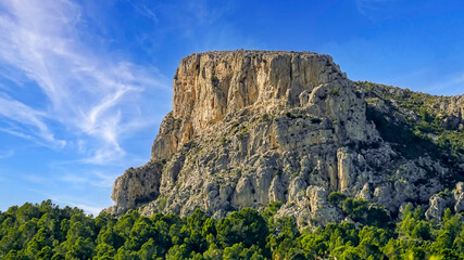 Naklejka premium Flat-topped hill in Alicante province, Spain