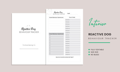 Reactive Dog Behaviour Tracker Kdp Interior Template