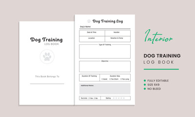 Dog Training Log Book Kdp Interior Template