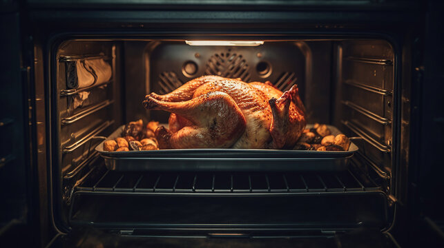 chicken in professional oven, Generative AI
