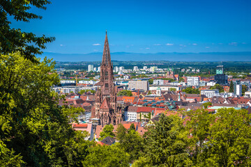 Freiburg im Breisgau cathedral and landscape view