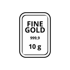Fine gold bar line art isolated on white background