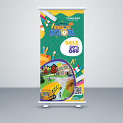 Back to school roll up banner template
