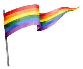 Fototapeta premium Rainbow flag watercolor brush background.LGBT Pride month texture concept. Vector illustration