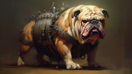 A painting of a bulldog