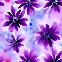 Fototapeta na wymiar Bold Impressionistic Deep Purple Flower Texture, Seamless Repeating Tile Floral Pattern Watercolor-Style Illustration [Generative AI]